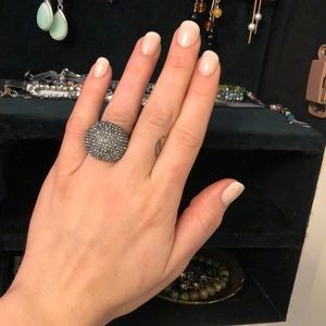 Gun Metal Jeweled Statement Ring